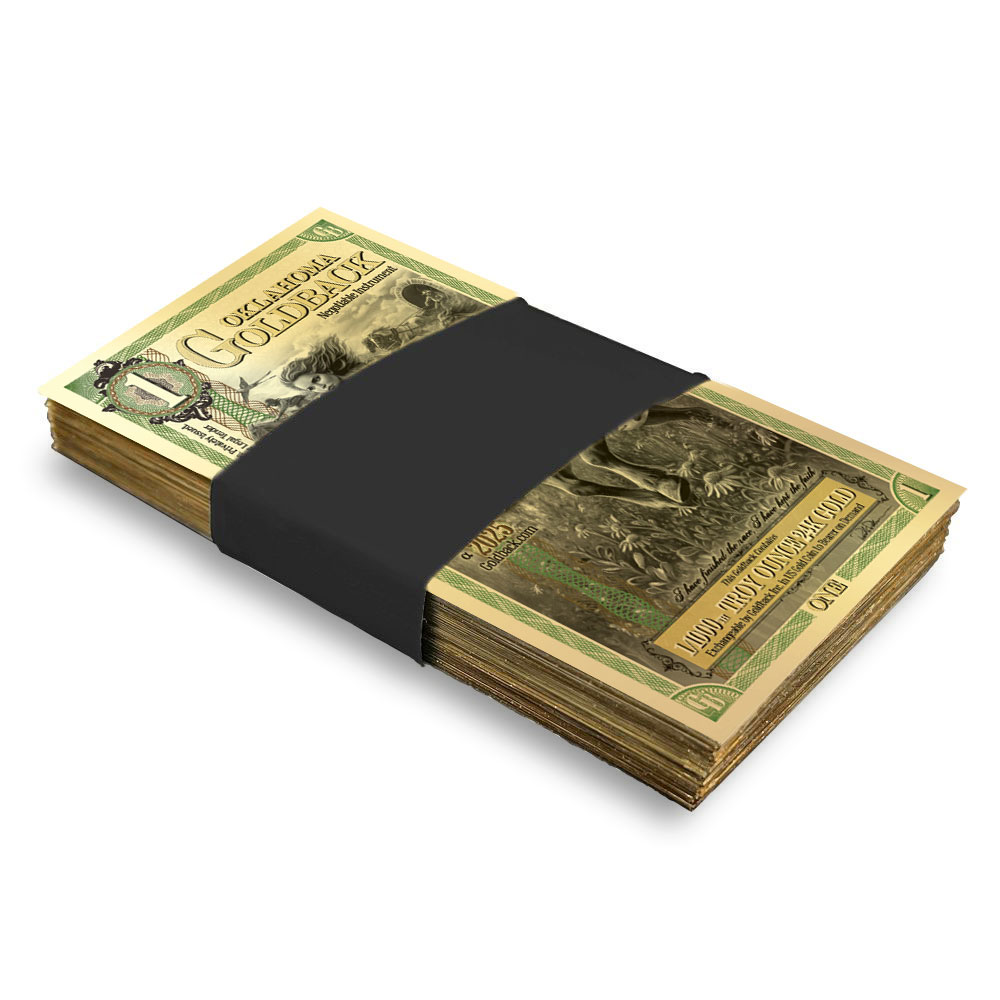 1 Oklahoma Goldback Gold Notes (100 Pack, New) - Silver