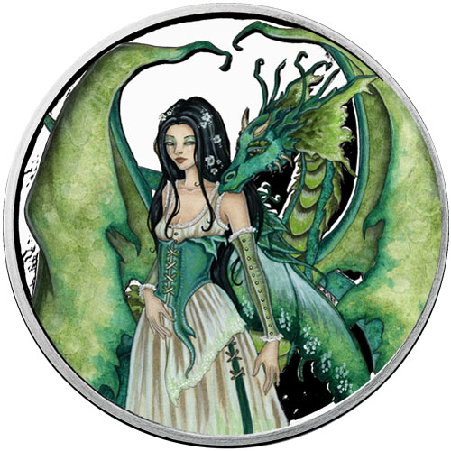 1 Oz Silver Colorized Proof Amy Brown Collection Dragon Secrets Rounds ...